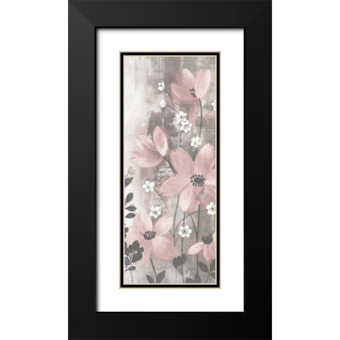 Floral Symphony Blush Gray Crop I Black Modern Wood Framed Art Print with Double Matting by Vassileva, Silvia
