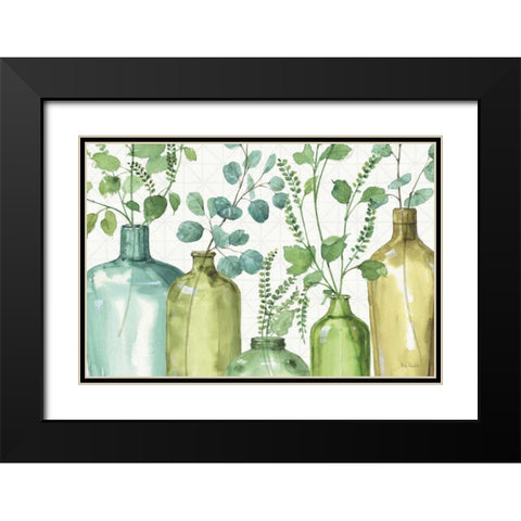 Mixed Greens L Black Modern Wood Framed Art Print with Double Matting by Audit, Lisa