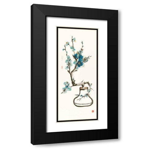 Blue Blossom Black Modern Wood Framed Art Print with Double Matting by Paschke, Chris