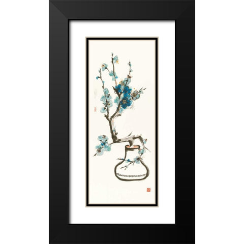 Blue Blossom Black Modern Wood Framed Art Print with Double Matting by Paschke, Chris