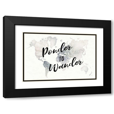 Watercolor Wanderlust Ponder Black Modern Wood Framed Art Print with Double Matting by Marshall, Laura