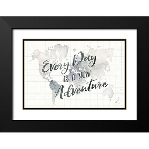 Watercolor Wanderlust World Adventure Black Modern Wood Framed Art Print with Double Matting by Marshall, Laura