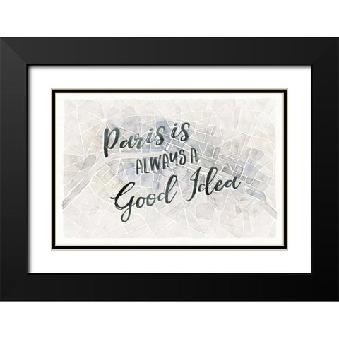 Watercolor Wanderlust Paris Adventure Black Modern Wood Framed Art Print with Double Matting by Marshall, Laura