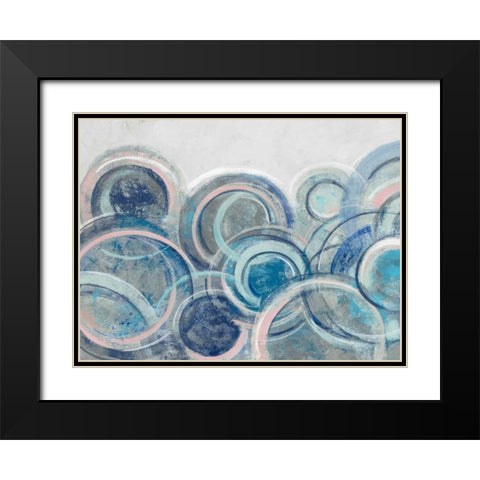 Variation Blue Grey Pink Crop Black Modern Wood Framed Art Print with Double Matting by Vassileva, Silvia