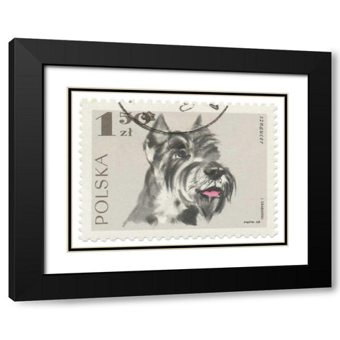Poland Stamp I on White Black Modern Wood Framed Art Print with Double Matting by Wild Apple Portfolio