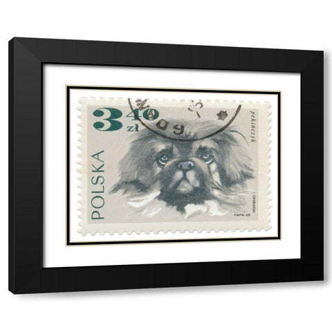 Poland Stamp III on White Black Modern Wood Framed Art Print with Double Matting by Wild Apple Portfolio