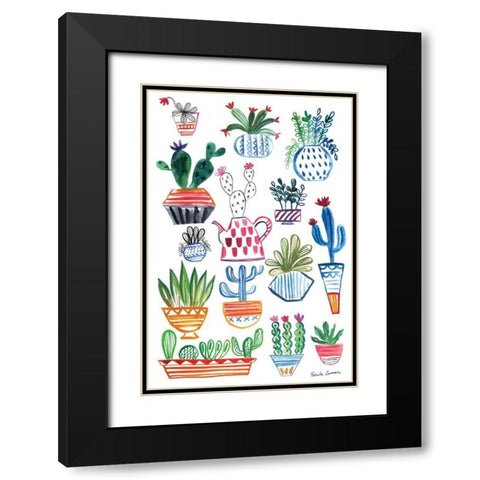 Funky Cacti I Black Modern Wood Framed Art Print with Double Matting by Zaman, Farida