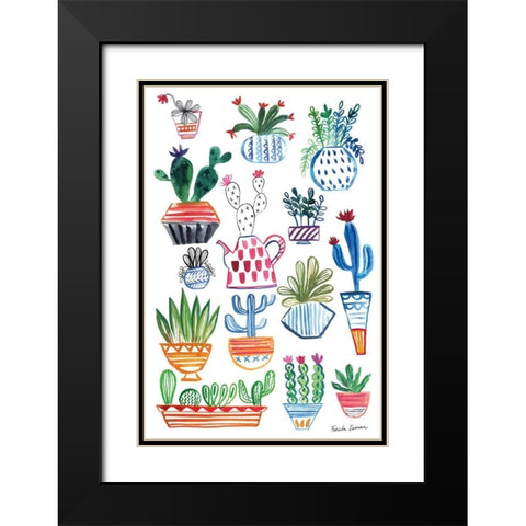 Funky Cacti I Black Modern Wood Framed Art Print with Double Matting by Zaman, Farida