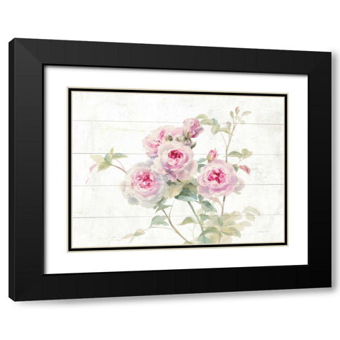 Sweet Roses on Wood Black Modern Wood Framed Art Print with Double Matting by Nai, Danhui