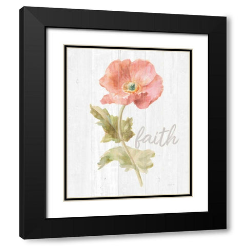 Garden Poppy on Wood Faith Black Modern Wood Framed Art Print with Double Matting by Nai, Danhui