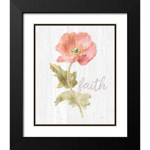 Garden Poppy on Wood Faith Black Modern Wood Framed Art Print with Double Matting by Nai, Danhui