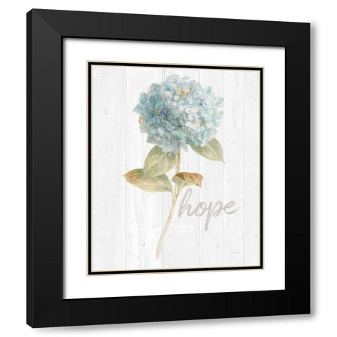 Garden Hydrangea on Wood Hope Black Modern Wood Framed Art Print with Double Matting by Nai, Danhui