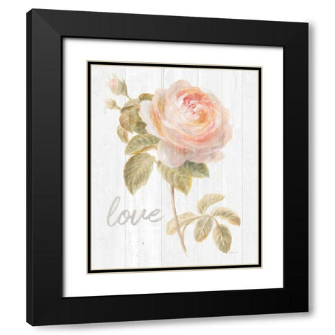 Garden Rose on Wood Love Black Modern Wood Framed Art Print with Double Matting by Nai, Danhui