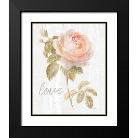 Garden Rose on Wood Love Black Modern Wood Framed Art Print with Double Matting by Nai, Danhui