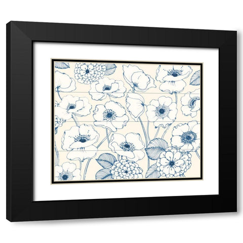 Pen and Ink Flowers I Black Modern Wood Framed Art Print with Double Matting by Wild Apple Portfolio