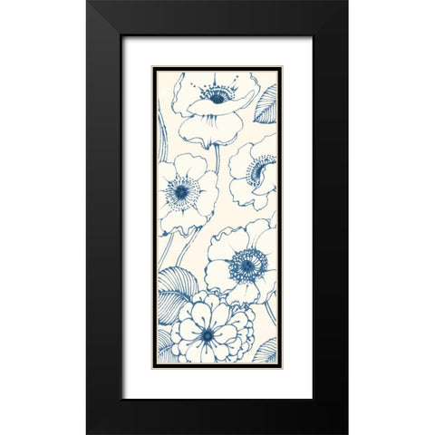Pen and Ink Flowers on cream Panel II Black Modern Wood Framed Art Print with Double Matting by Wild Apple Portfolio