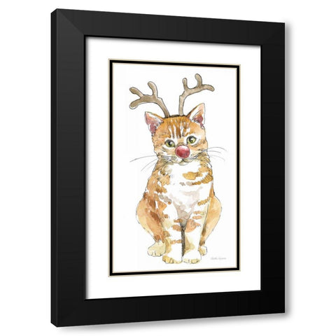 Christmas Kitties III Black Modern Wood Framed Art Print with Double Matting by Grove, Beth