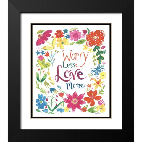 Floral Quote I Black Modern Wood Framed Art Print with Double Matting by Zaman, Farida