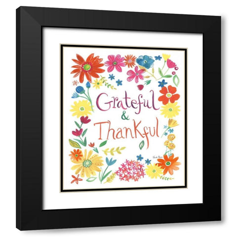 Floral Quote II Black Modern Wood Framed Art Print with Double Matting by Zaman, Farida