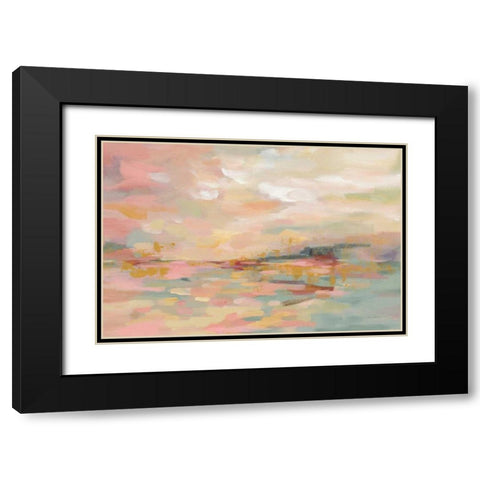 Pink Waves Black Modern Wood Framed Art Print with Double Matting by Vassileva, Silvia