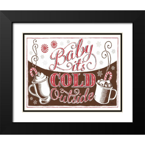 Merry Little Christmas I Brown Black Modern Wood Framed Art Print with Double Matting by Penner, Janelle