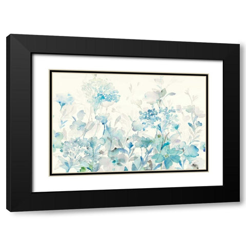 Translucent Garden Blue Crop Black Modern Wood Framed Art Print with Double Matting by Nai, Danhui