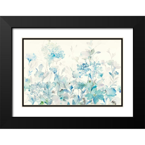 Translucent Garden Blue Crop Black Modern Wood Framed Art Print with Double Matting by Nai, Danhui
