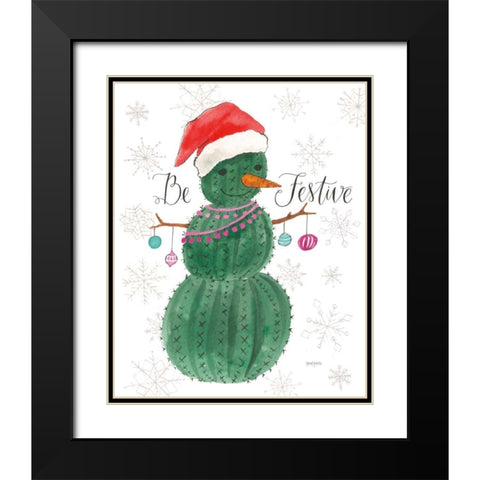 A Very Cactus Christmas I Be Festive Black Modern Wood Framed Art Print with Double Matting by Jackson, Jenaya