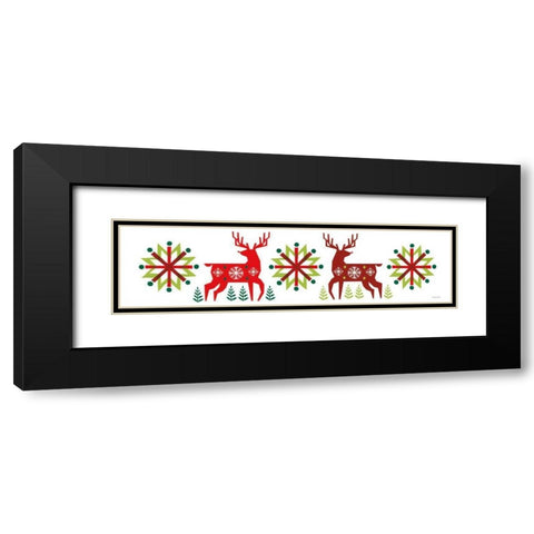Geometric Holiday Reindeer III Black Modern Wood Framed Art Print with Double Matting by Mullan, Michael