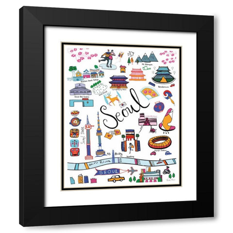 Travel Seoul Black Modern Wood Framed Art Print with Double Matting by Zaman, Farida