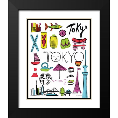 Travel Tokyo Black Modern Wood Framed Art Print with Double Matting by Zaman, Farida