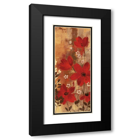 Floral Symphony Red I Black Modern Wood Framed Art Print with Double Matting by Vassileva, Silvia