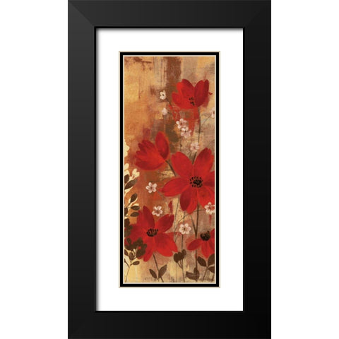 Floral Symphony Red I Black Modern Wood Framed Art Print with Double Matting by Vassileva, Silvia
