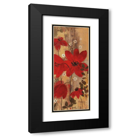 Floral Symphony Red II Black Modern Wood Framed Art Print with Double Matting by Vassileva, Silvia