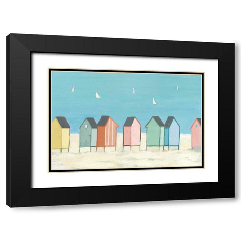 Cabanas I Pastel Black Modern Wood Framed Art Print with Double Matting by Adams, Phyllis