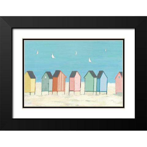 Cabanas I Pastel Black Modern Wood Framed Art Print with Double Matting by Adams, Phyllis