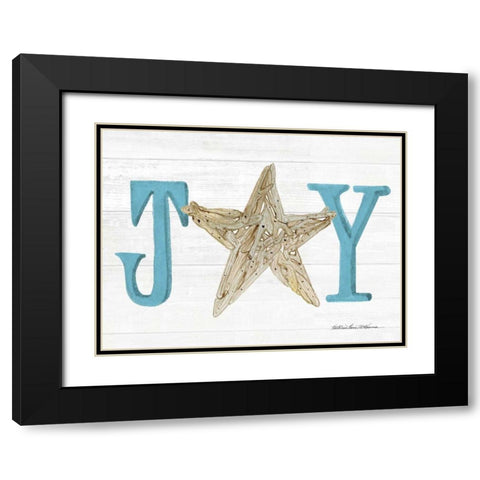 Coastal Holiday Ornament X Joy Black Modern Wood Framed Art Print with Double Matting by McKenna, Kathleen Parr