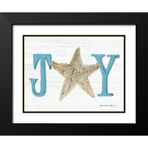 Coastal Holiday Ornament X Joy Black Modern Wood Framed Art Print with Double Matting by McKenna, Kathleen Parr