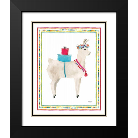 La La Llama III Black Modern Wood Framed Art Print with Double Matting by Jackson, Jenaya