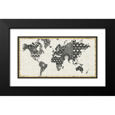 Kami Map Black Modern Wood Framed Art Print with Double Matting by Lovell, Kathrine