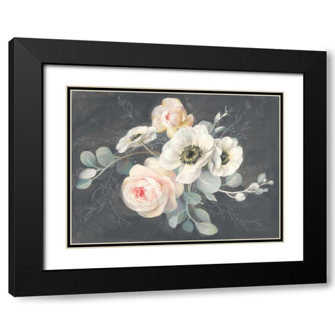 Roses and Anemones Black Modern Wood Framed Art Print with Double Matting by Nai, Danhui