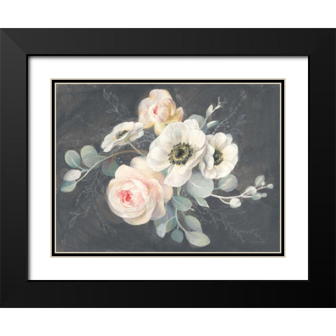 Roses and Anemones Black Modern Wood Framed Art Print with Double Matting by Nai, Danhui