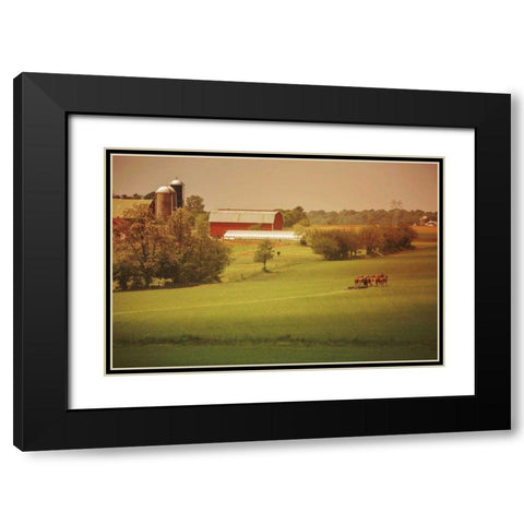 Fall Farm Black Modern Wood Framed Art Print with Double Matting by Aledanda