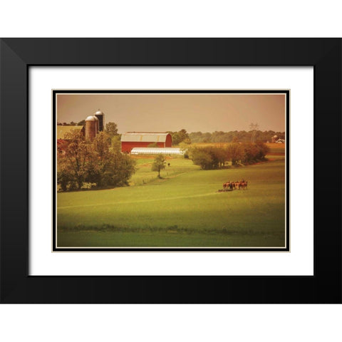 Fall Farm Black Modern Wood Framed Art Print with Double Matting by Aledanda