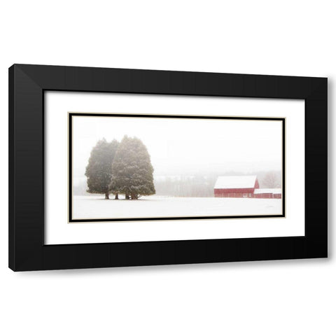 Winter Farm Black Modern Wood Framed Art Print with Double Matting by Aledanda