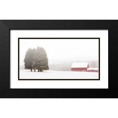 Winter Farm Black Modern Wood Framed Art Print with Double Matting by Aledanda