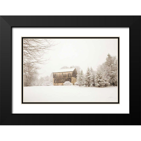 First snow Black Modern Wood Framed Art Print with Double Matting by Aledanda