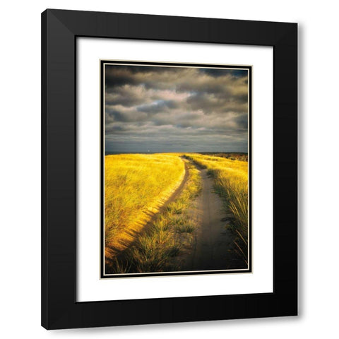 Down the Road Black Modern Wood Framed Art Print with Double Matting by Aledanda