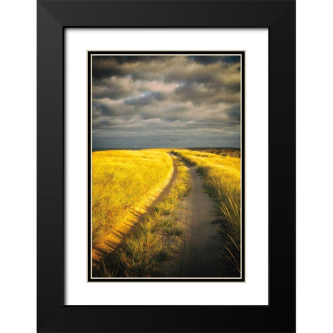 Down the Road Black Modern Wood Framed Art Print with Double Matting by Aledanda