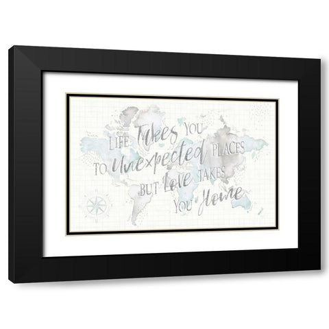 Wonderful World I Mint Unexpected Places Black Modern Wood Framed Art Print with Double Matting by Marshall, Laura